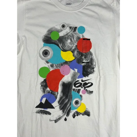 Nike 6.0 Mens Graphic T-Shirt White Abstract Surrealist Eye Art 393850-100 L - Picture 2 of 4